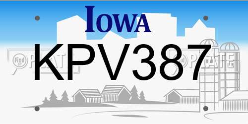 KPV387 Iowa License Plate