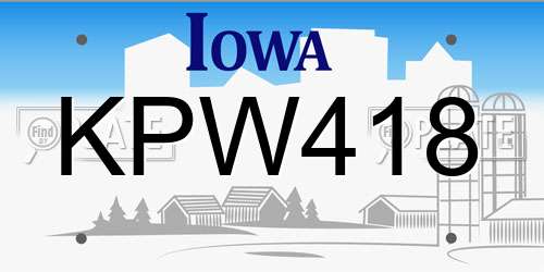 KPW418 Iowa License Plate
