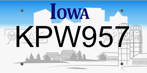 KPW957 Iowa License Plate