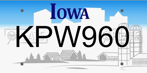 KPW960 Iowa License Plate