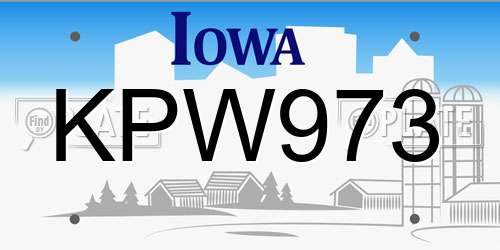 KPW973 Iowa License Plate