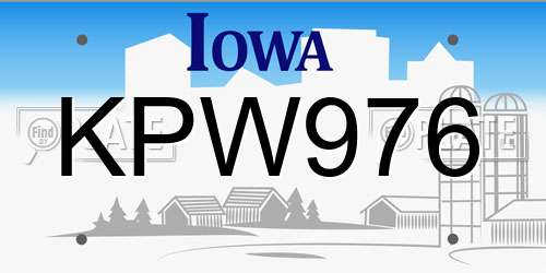 KPW976 Iowa License Plate