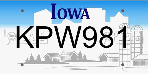 KPW981 Iowa License Plate