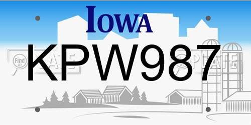 KPW987 Iowa License Plate
