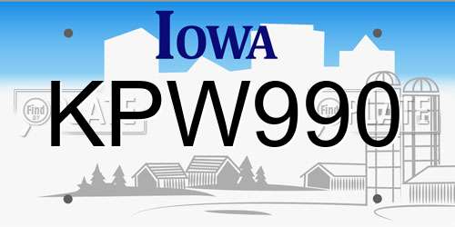 KPW990 Iowa License Plate