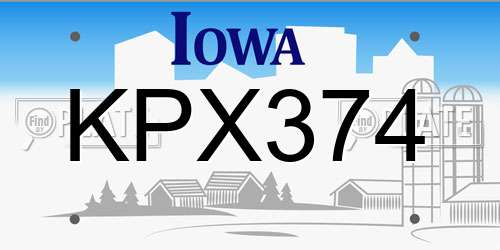 KPX374 Iowa License Plate