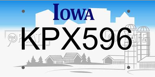 KPX596 Iowa License Plate