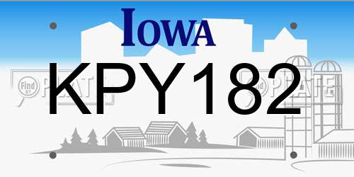 KPY182 Iowa License Plate