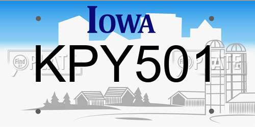 KPY501 Iowa License Plate