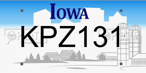 KPZ131 Iowa License Plate