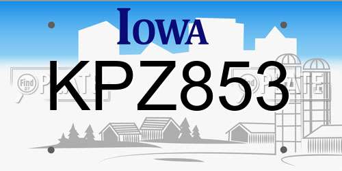 KPZ853 Iowa License Plate