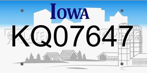 KQ07647 Iowa License Plate