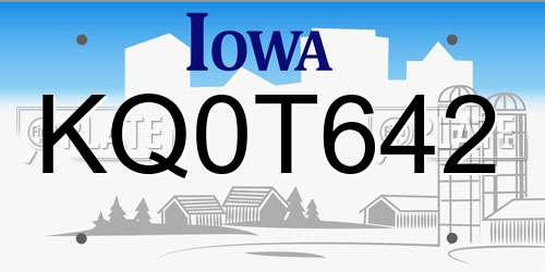 KQ0T642 Iowa License Plate