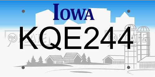 KQE244 Iowa License Plate
