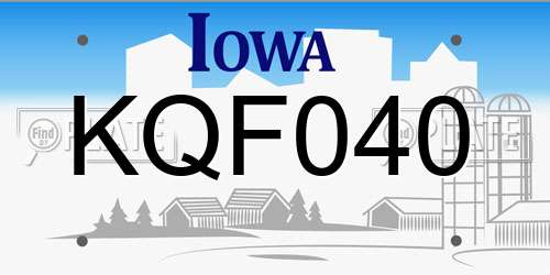 KQF040 Iowa License Plate