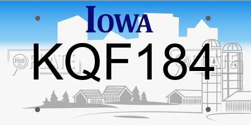 KQF184 Iowa License Plate