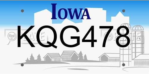 KQG478 Iowa License Plate