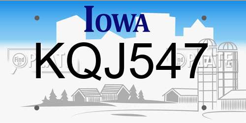 KQJ547 Iowa License Plate