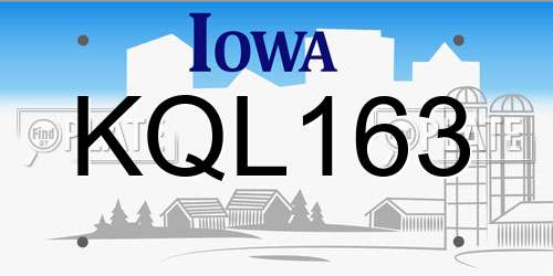 KQL163 Iowa License Plate