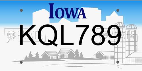 KQL789 Iowa License Plate