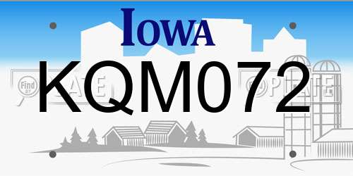 KQM072 Iowa License Plate