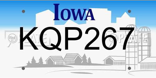 KQP267 Iowa License Plate