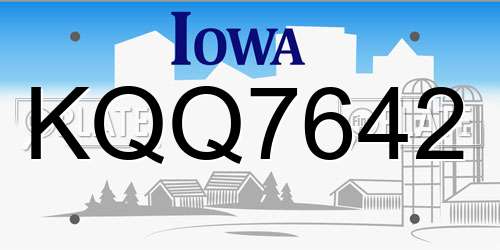 KQQ7642 Iowa License Plate