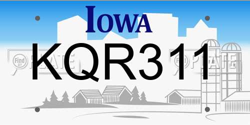 KQR311 Iowa License Plate