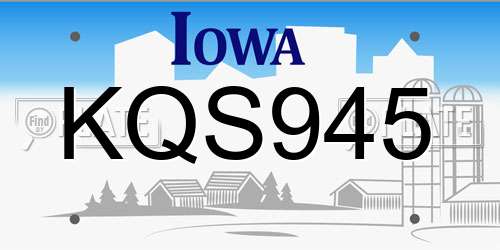 KQS945 Iowa License Plate