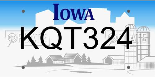 KQT324 Iowa License Plate