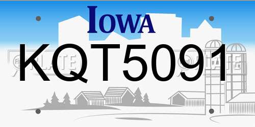 KQT5091 Iowa License Plate
