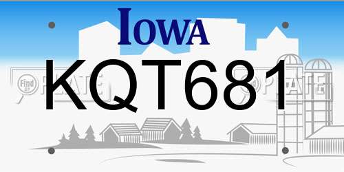 KQT681 Iowa License Plate