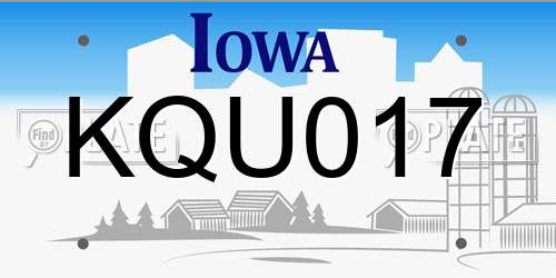 KQU017 Iowa License Plate