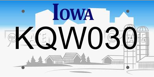 KQW030 Iowa License Plate