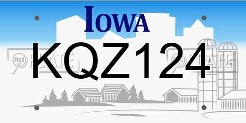 KQZ124 Iowa License Plate