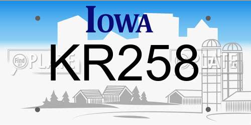 KR258 Iowa License Plate