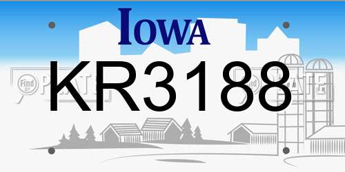 KR3188 Iowa License Plate
