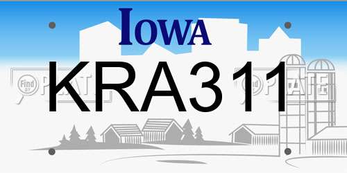 KRA311 Iowa License Plate