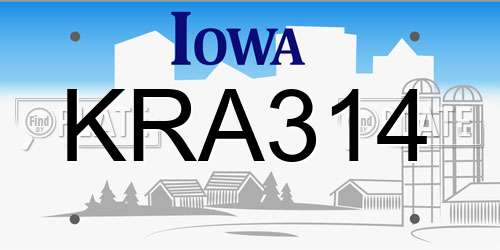 KRA314 Iowa License Plate