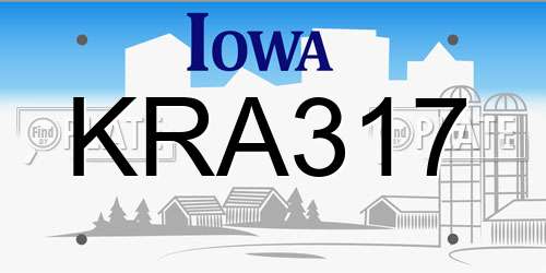 KRA317 Iowa License Plate