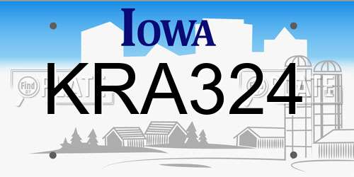 KRA324 Iowa License Plate