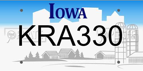 KRA330 Iowa License Plate