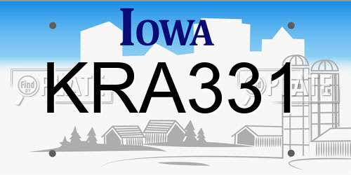 KRA331 Iowa License Plate