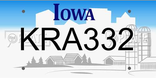KRA332 Iowa License Plate