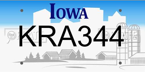 KRA344 Iowa License Plate