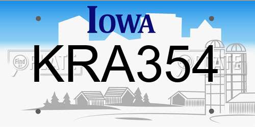 KRA354 Iowa License Plate