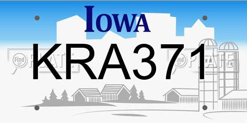 KRA371 Iowa License Plate