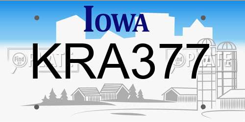 KRA377 Iowa License Plate