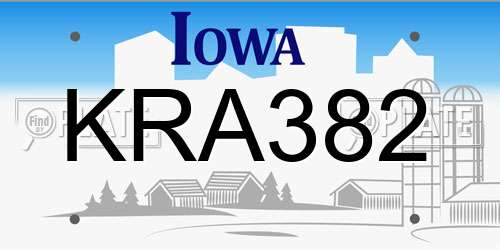 KRA382 Iowa License Plate