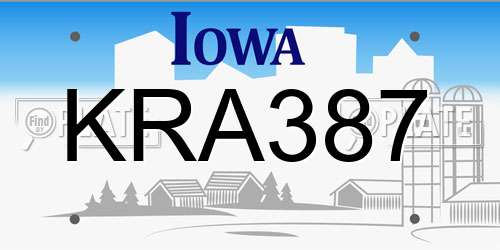 KRA387 Iowa License Plate